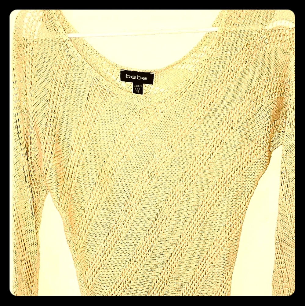 BEBE off one shoulder golden blouse
